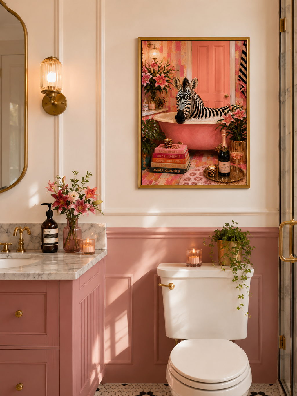 Blush Luxe Zebra Bath Print