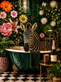 Emerald Luxe Zebra Bathroom Print
