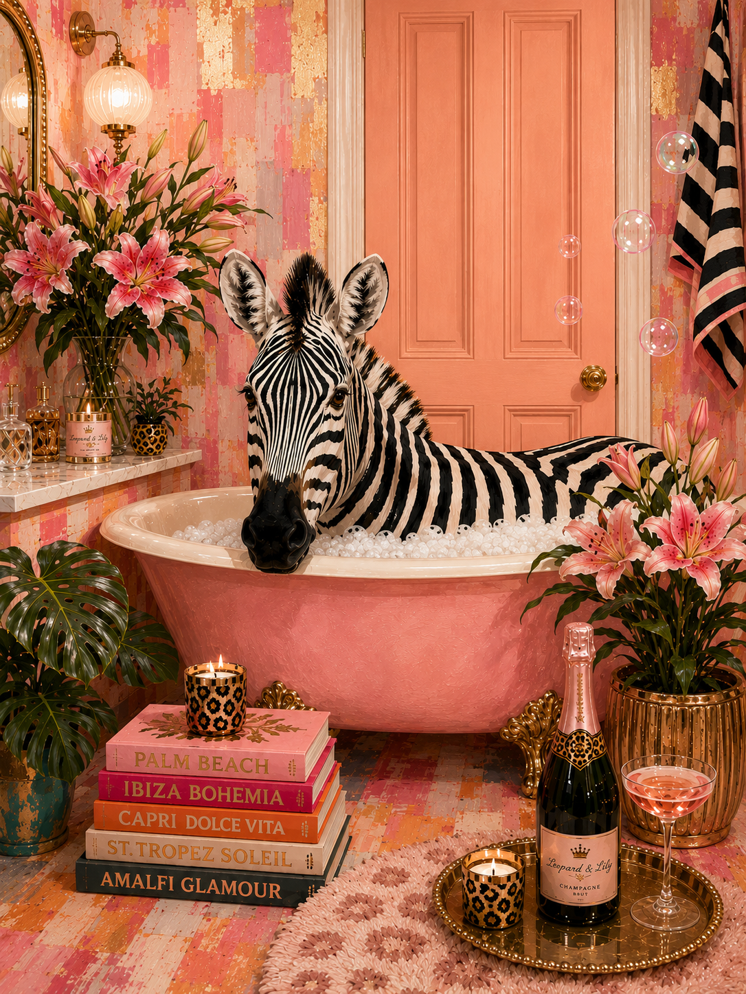 Blush Luxe Zebra Bath Print
