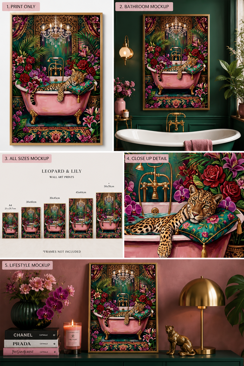 Leopard in Bloom Print