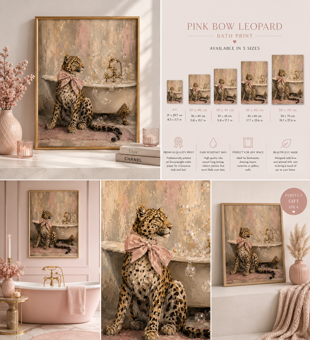Pink Bow Leopard Print
