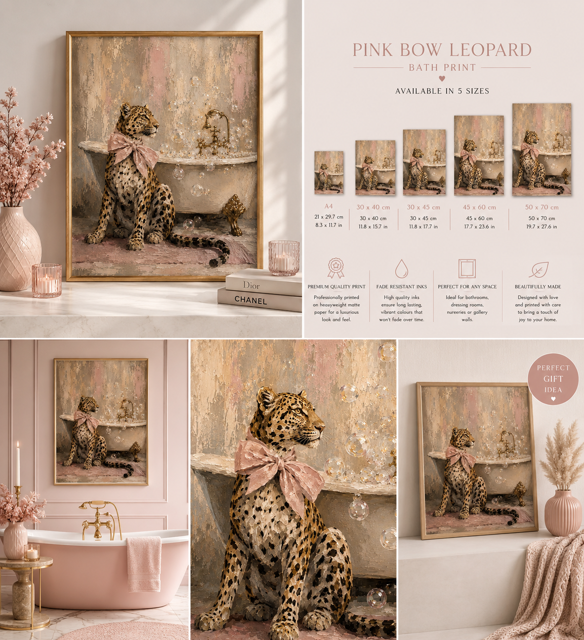 Pink Bow Leopard Print