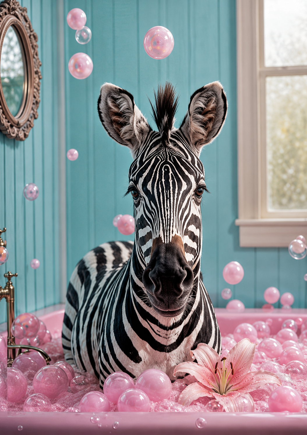 Blush Bubble Zebra Print