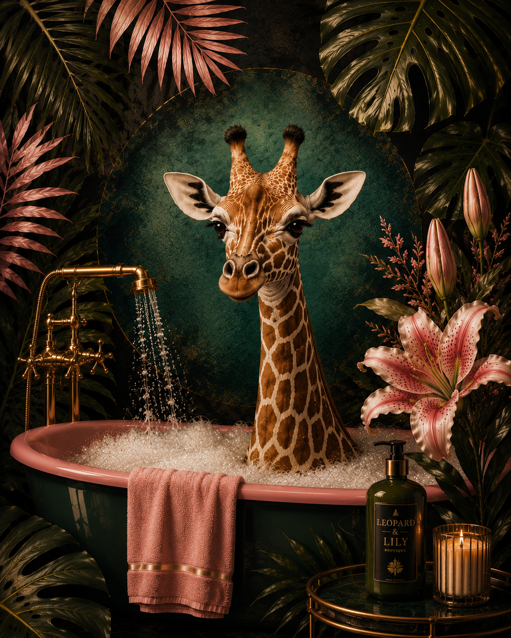 Giraffe Lily Spa Print