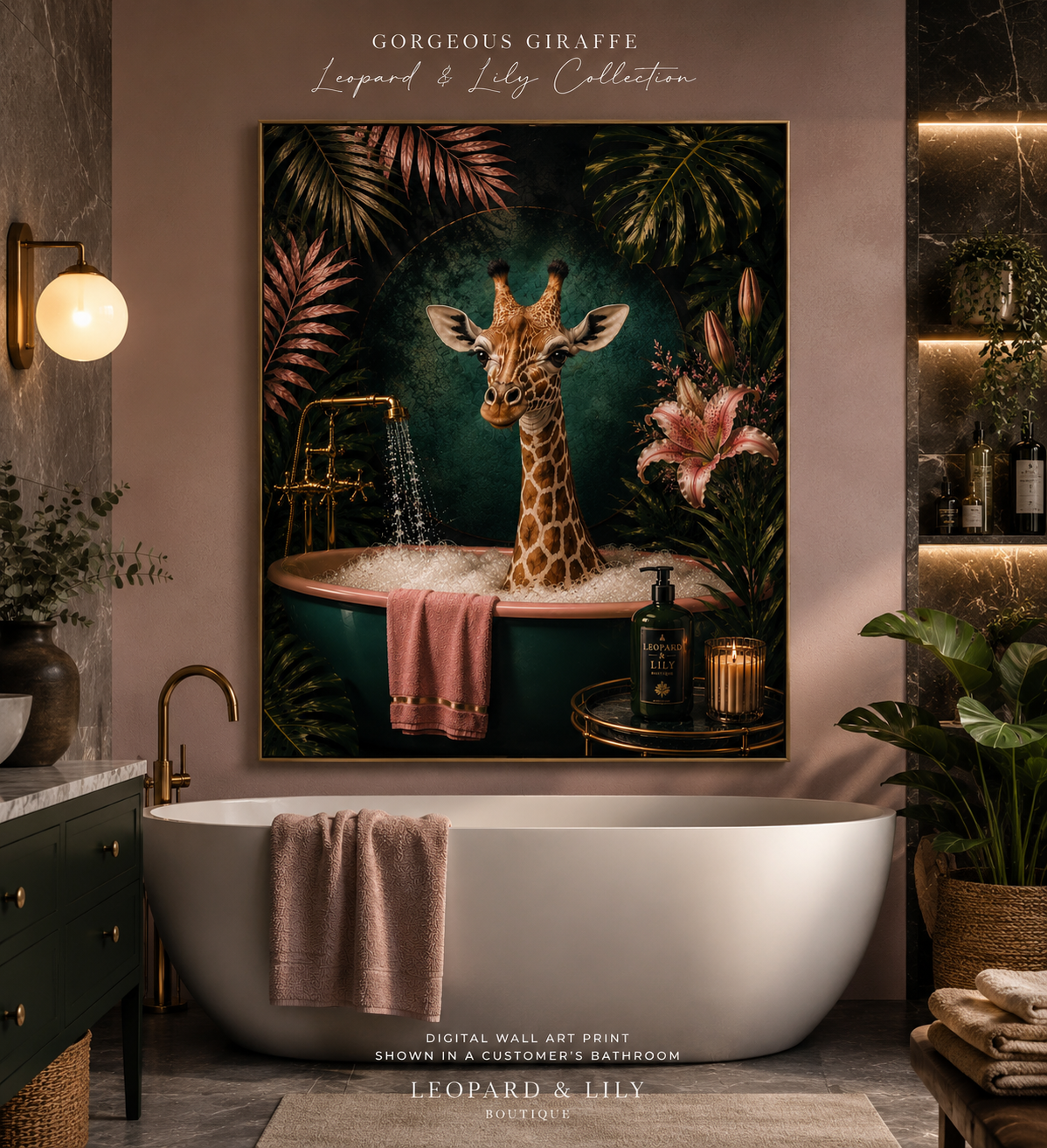 Giraffe Lily Spa Print