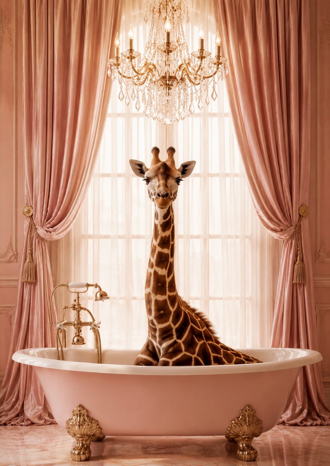 Blush Bath Giraffe Print