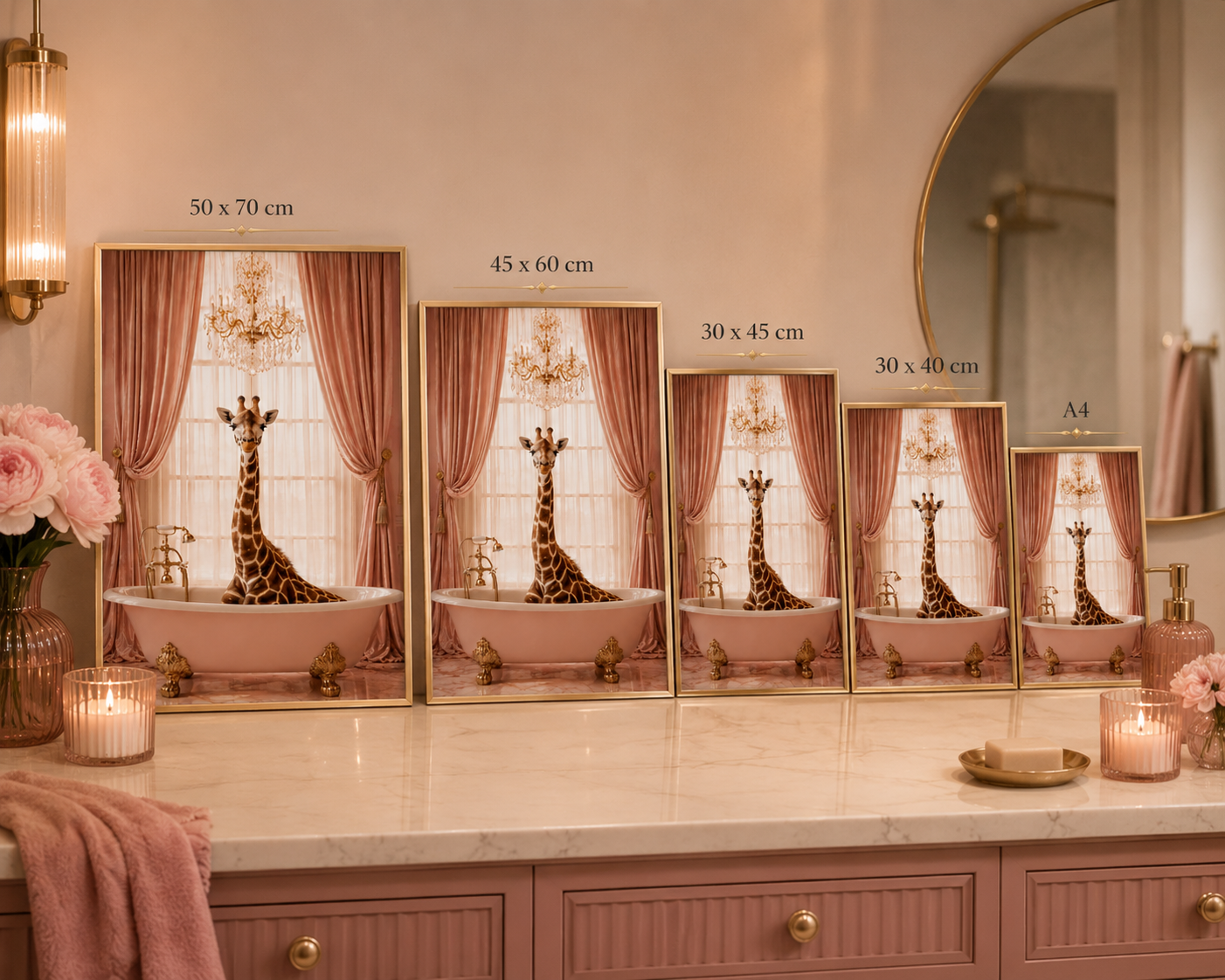 Blush Bath Giraffe Print