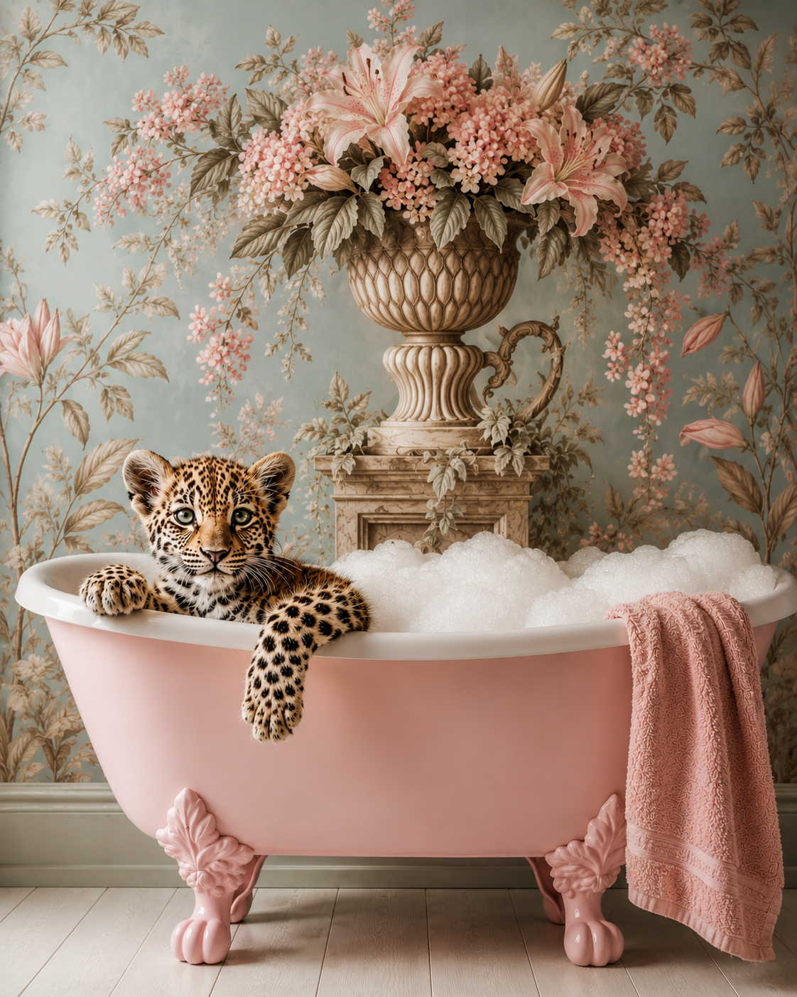 Leopard Cub Bubble Bath Print
