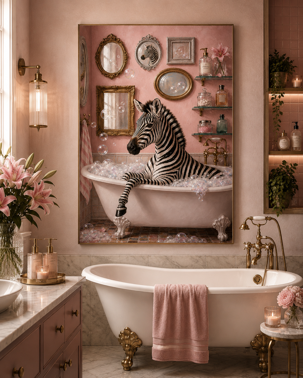 Zebra pamper bath print