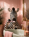 Brushing Beauty Zebra Bathroom Print