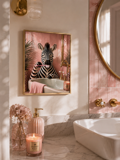 Brushing Beauty Zebra Bathroom Print
