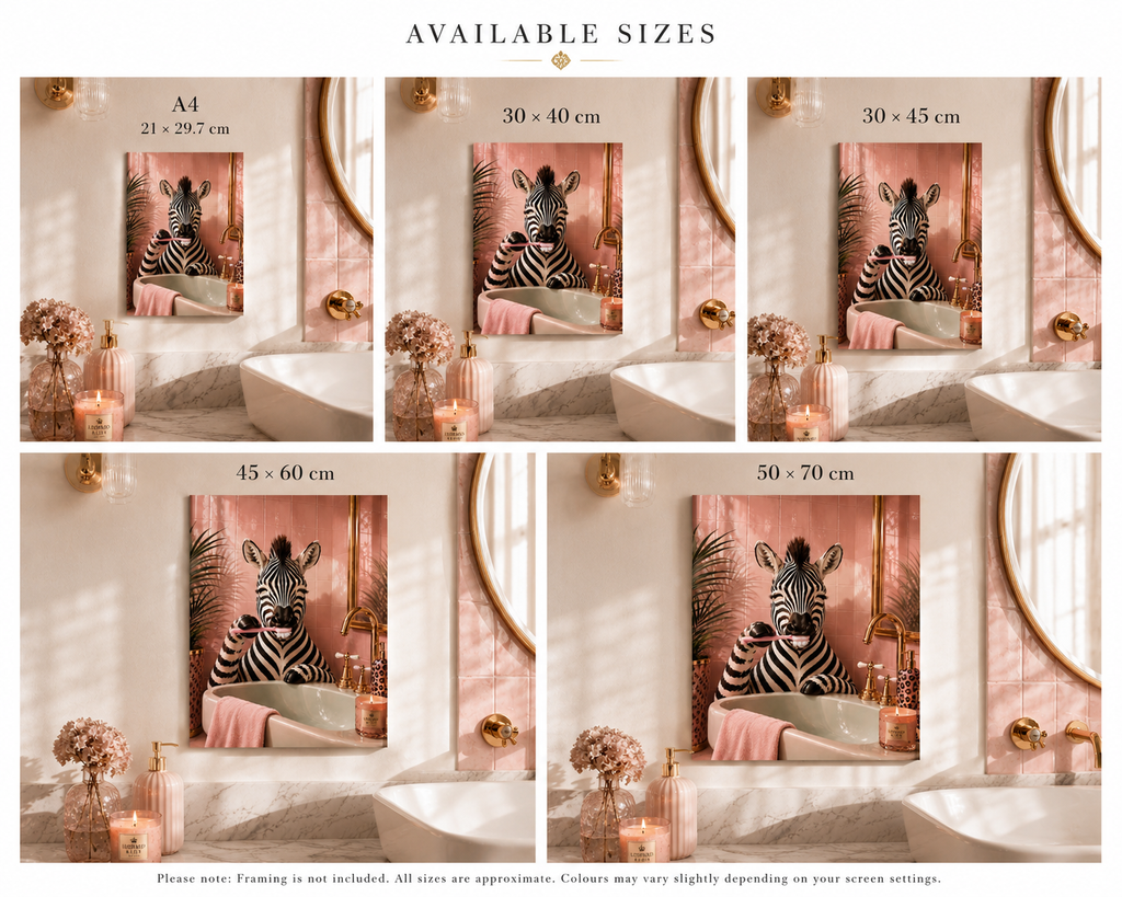 Brushing Beauty Zebra Bathroom Print