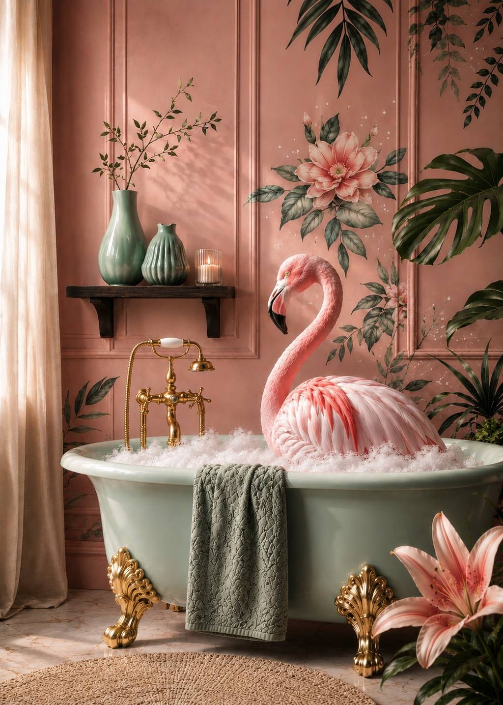 Elegant Blush Flamingo Print