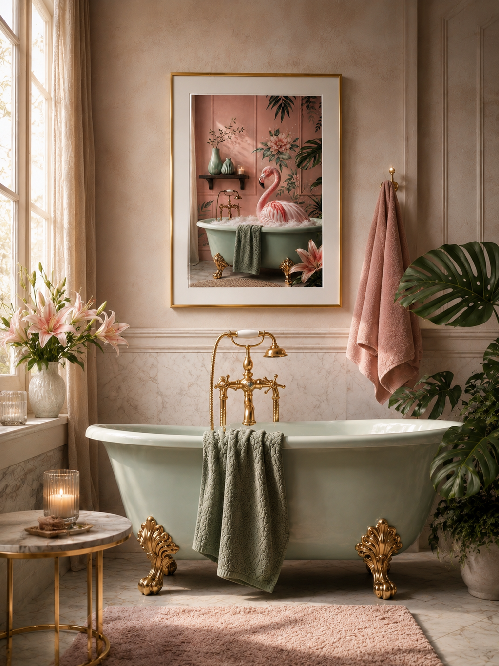 Elegant Blush Flamingo Print
