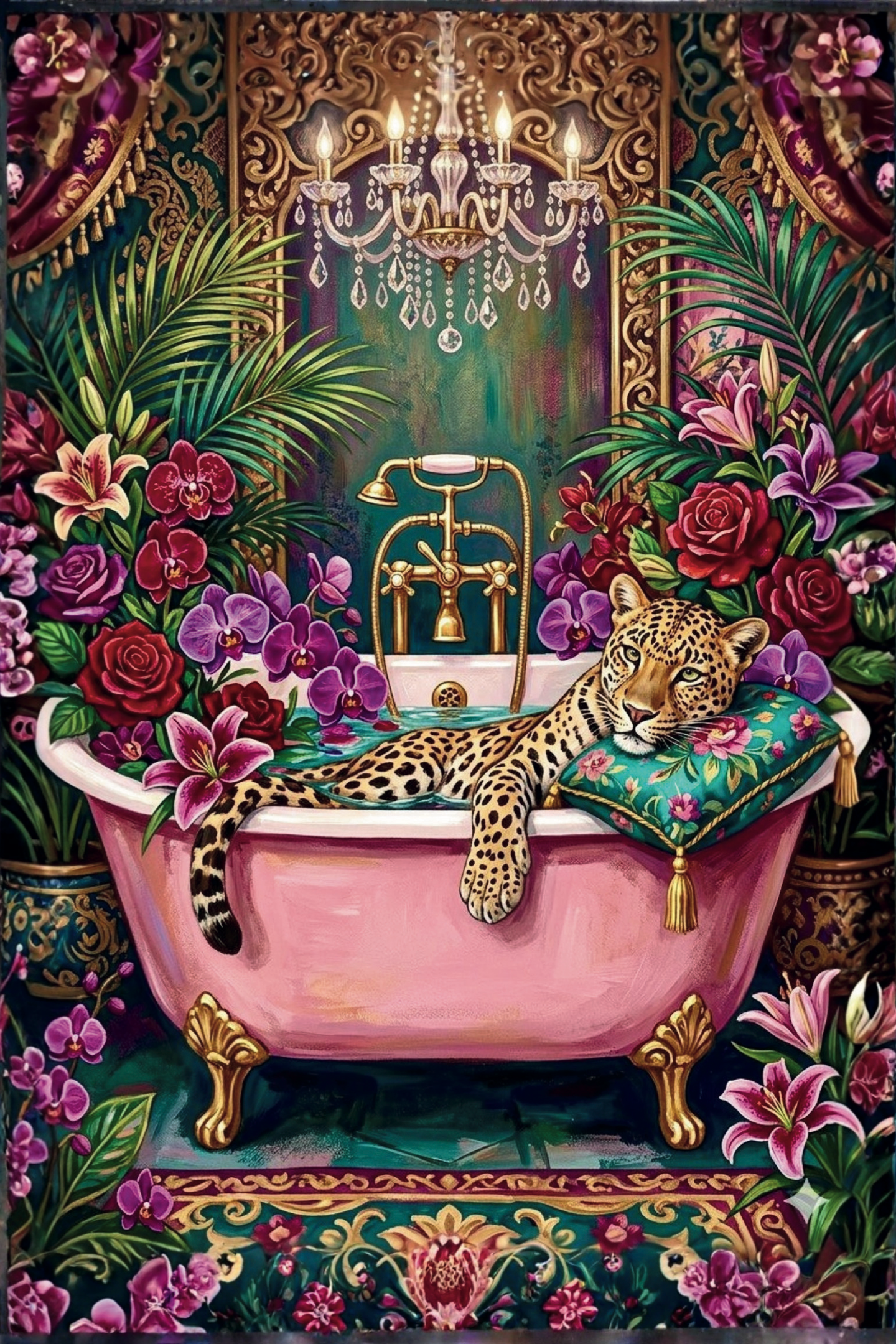 Leopard in Bloom Print
