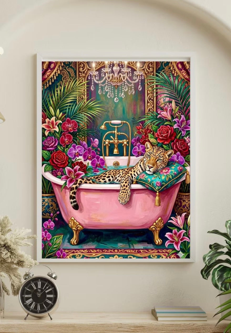 Leopard in Bloom Print